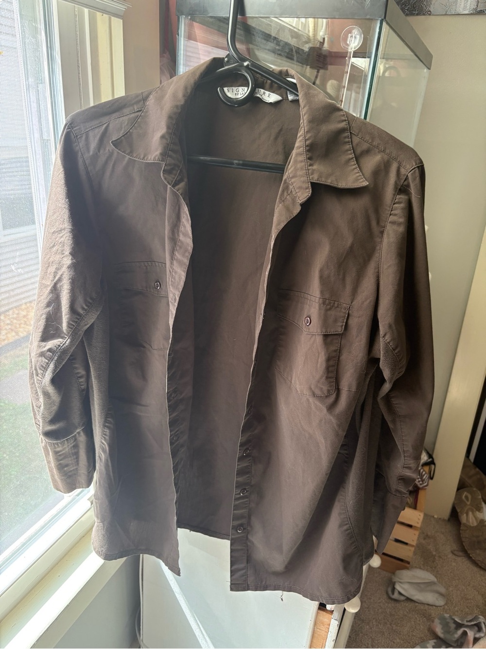 Men's Brown Button-Up Shirt